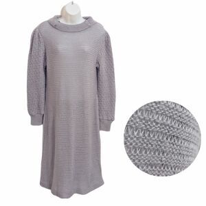 Vintage SEARS wool blend grey knit dress  M @Z